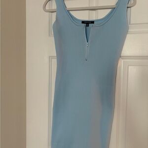 New Look Light Blue Ribbed Mini Dress